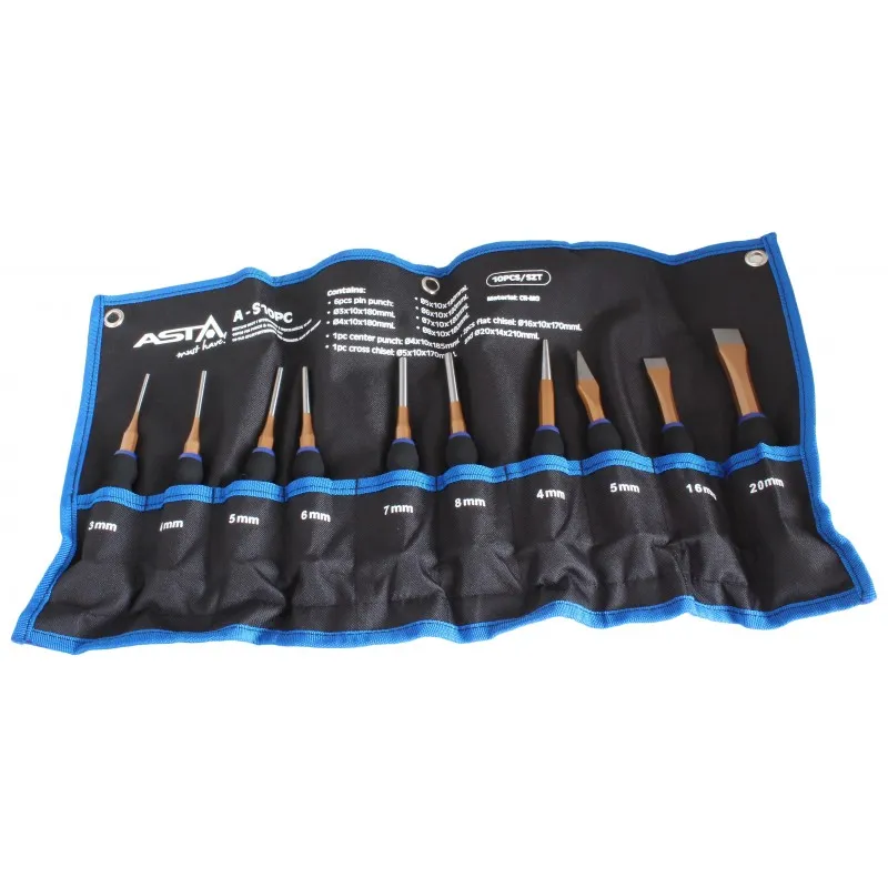 ASTA AS10PC DOORSLAGEN EN BEITEL SET | MET HANDVAT | 10DELIG