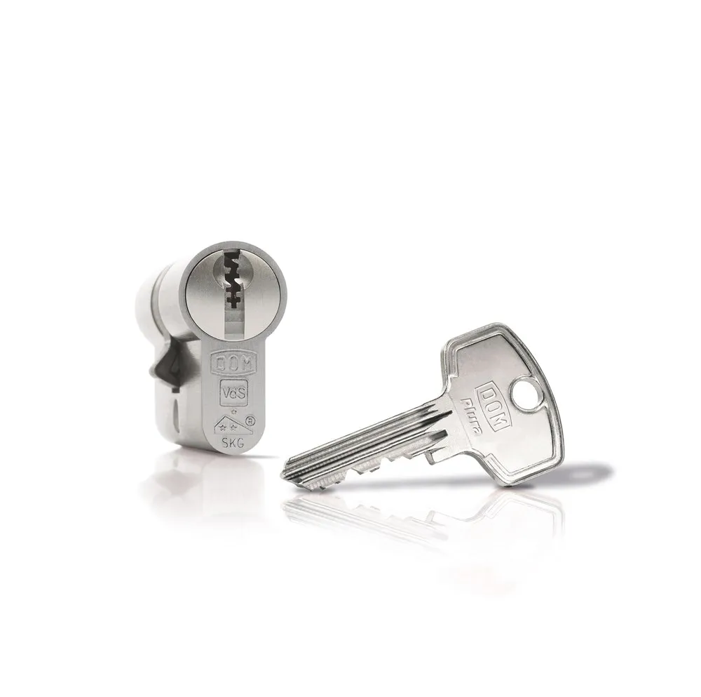 DOM DUBBELE PROFIELCILINDER 333PLURA NIKKEL SKG** 30/30MM MET 3 SLEUTELS GELIJKSLUITEND
