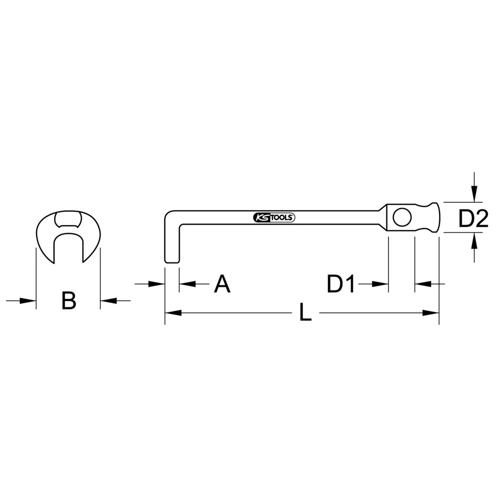 Haakse steeksleutel zonder draaistift, 30 mm