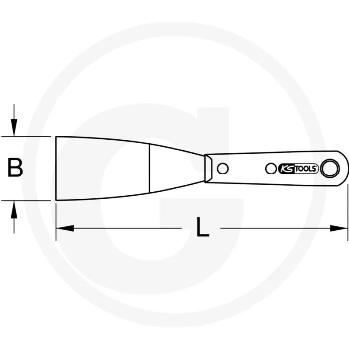 KS TOOLS PLAMUURMES, EDELSTAAL, 63MM, HOUTGREEP  RVS, 60X15X225MM, MET OPHANGOOG