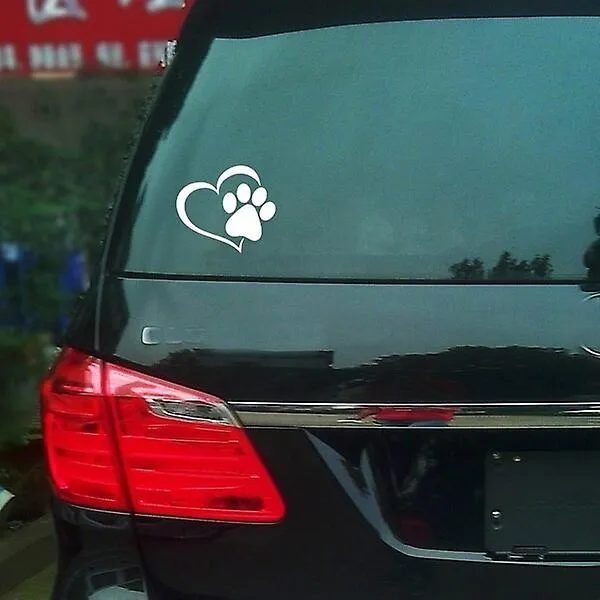 Leuke Hond Poot Met Perzik Hart Auto Sticker Cartoon Dier Neem Hond