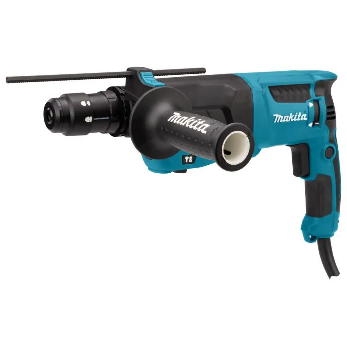 MAKITA HR2630TX12 230V COMBIHAMER MET VERWISSELBARE BOORKOP 17DELIGE BOOR EN BEITELSET IN KOFFER