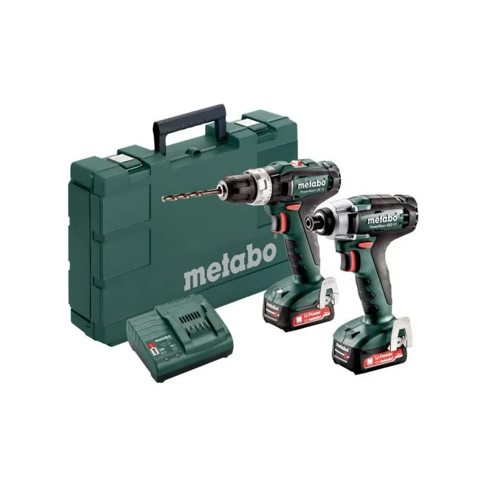 METABO 12V COMBO SET, SSD12 ACCUSLAGSCHROEVENDRAAIER + SB12 ACCUKLOPBOORMACHINE 2X ACCU 12V / 2,0AH 685167000