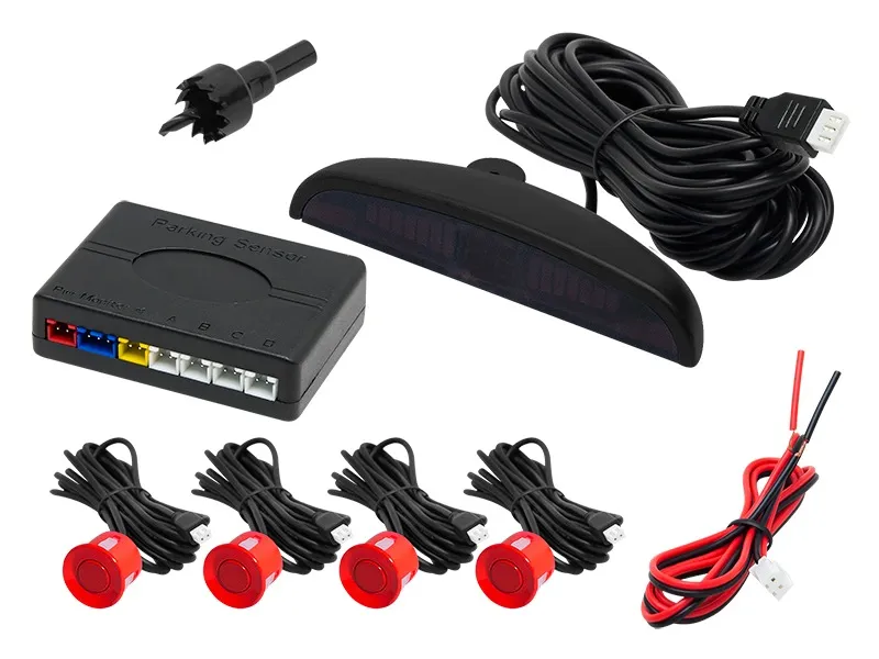 PARKEER SENSOREN  22MM  12 VOLT  ROOD  SET VAN 4