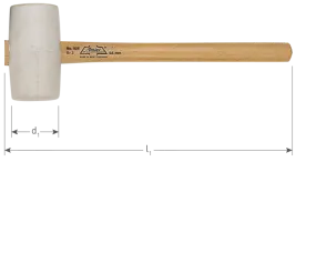 Rubber hamer wit 75 mm x 360 mm lengte  essen steel