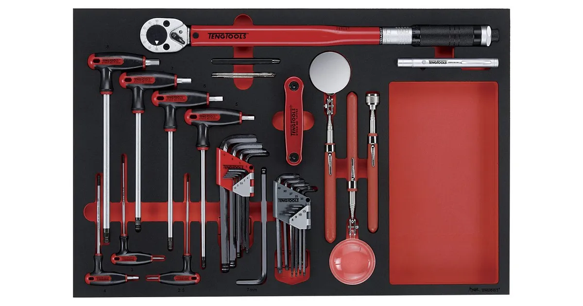 Sleutels en inspectie set Foam4x4 tray 17 delig Teng Tools