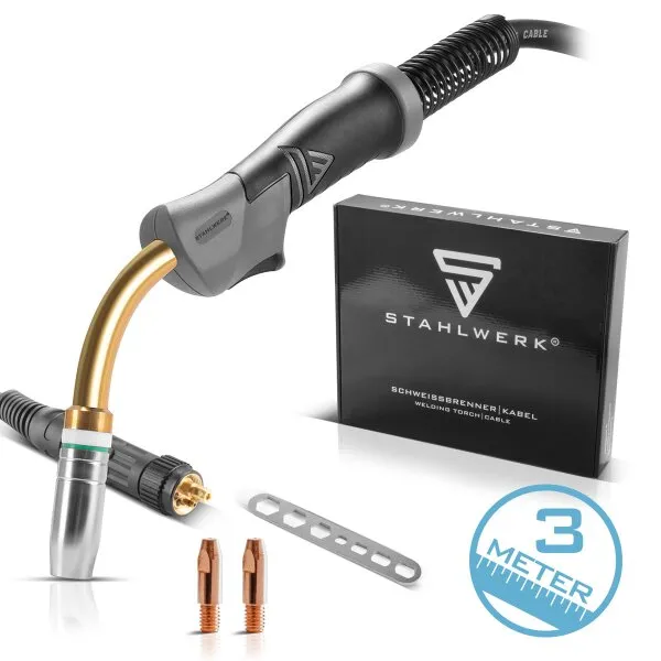 STAHLWERK AK25 | MB25 lastoorts inclusief 3 m slangpakket, professionele lasaccessoires voor MIG MAG inert gas lasapparaten met 