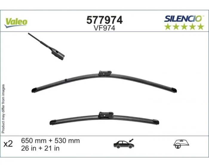 VALEO SILENCIO FLATBLADE VF974  SET RUITENWISSERS