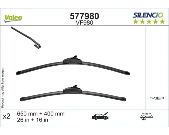 VALEO SILENCIO FLATBLADE VF980  SET RUITENWISSERS