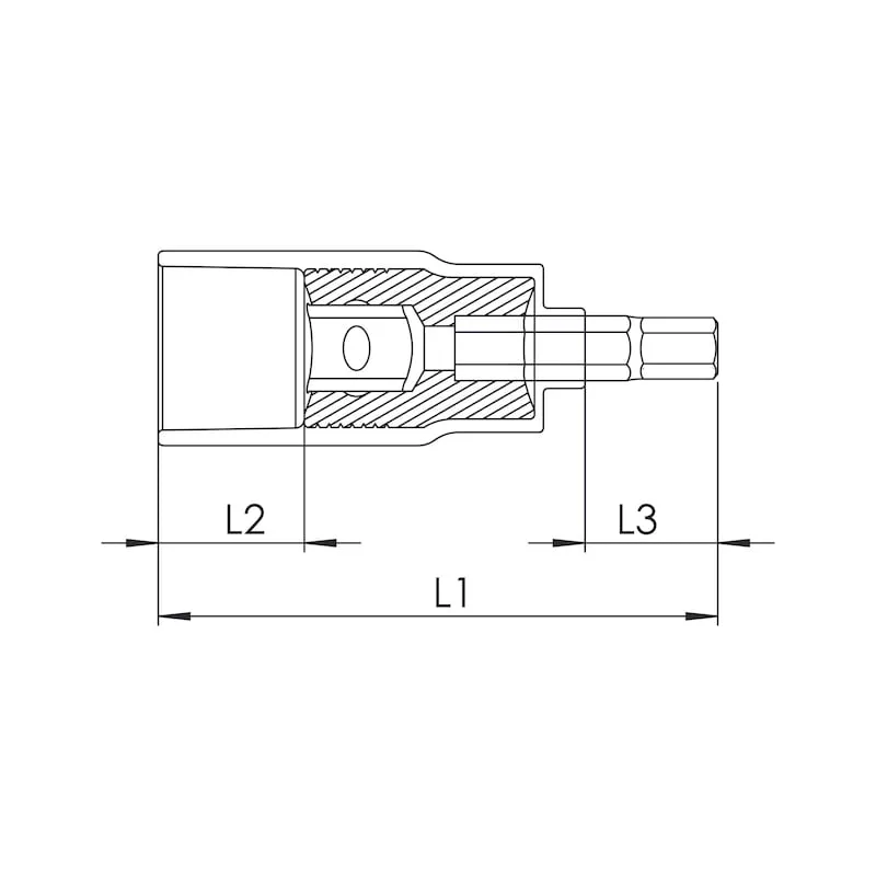 VDE 3/8 inch dopsleutel, binnenzeskant