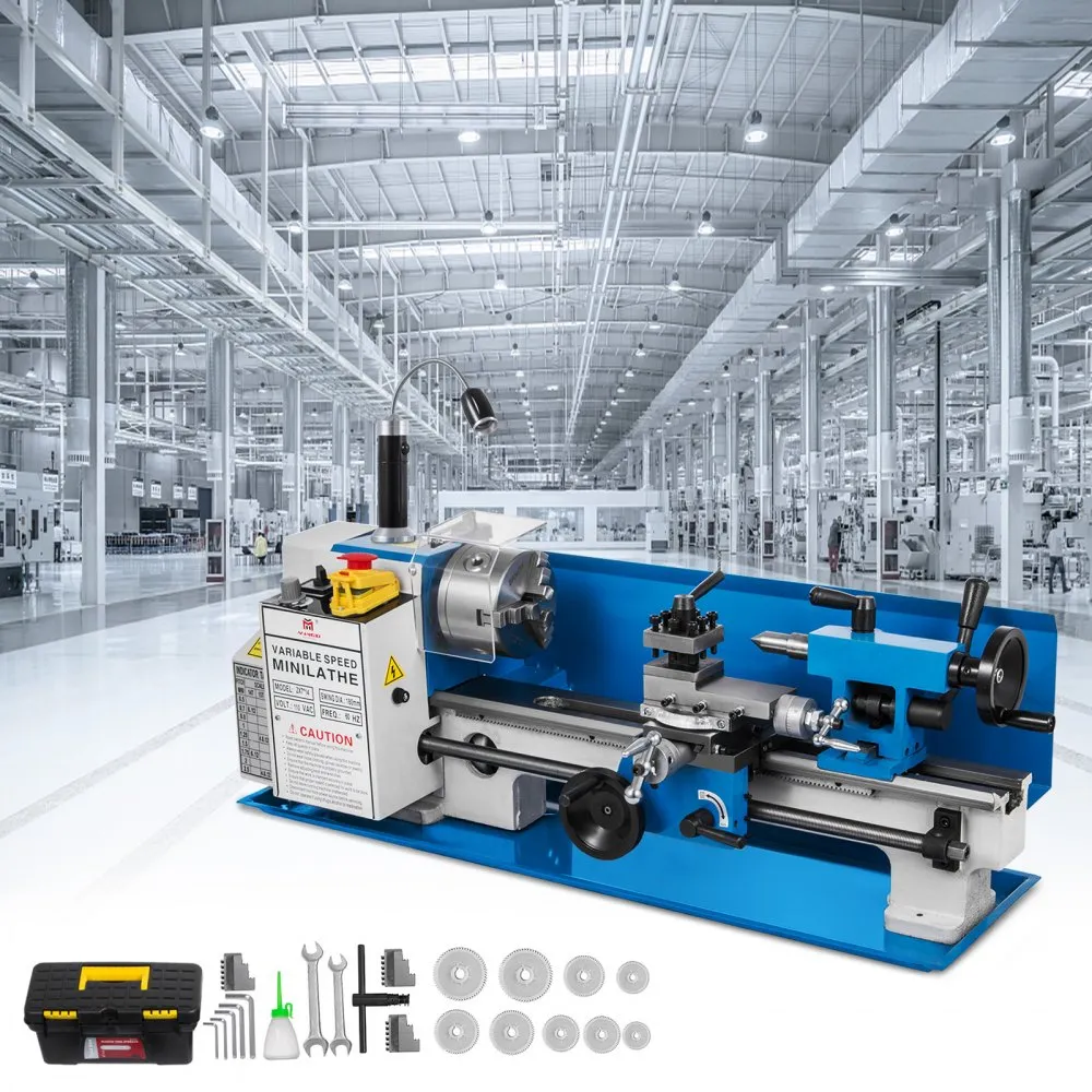 VEVOR PRECISIE TAFELMODEL MINIMETAALFREESMACHINE, DRAAIBANK 550 W, DRAAIBANKBOOR MET VARIABELE SNELHEID, DRAAIBANK, NYLON TANDW